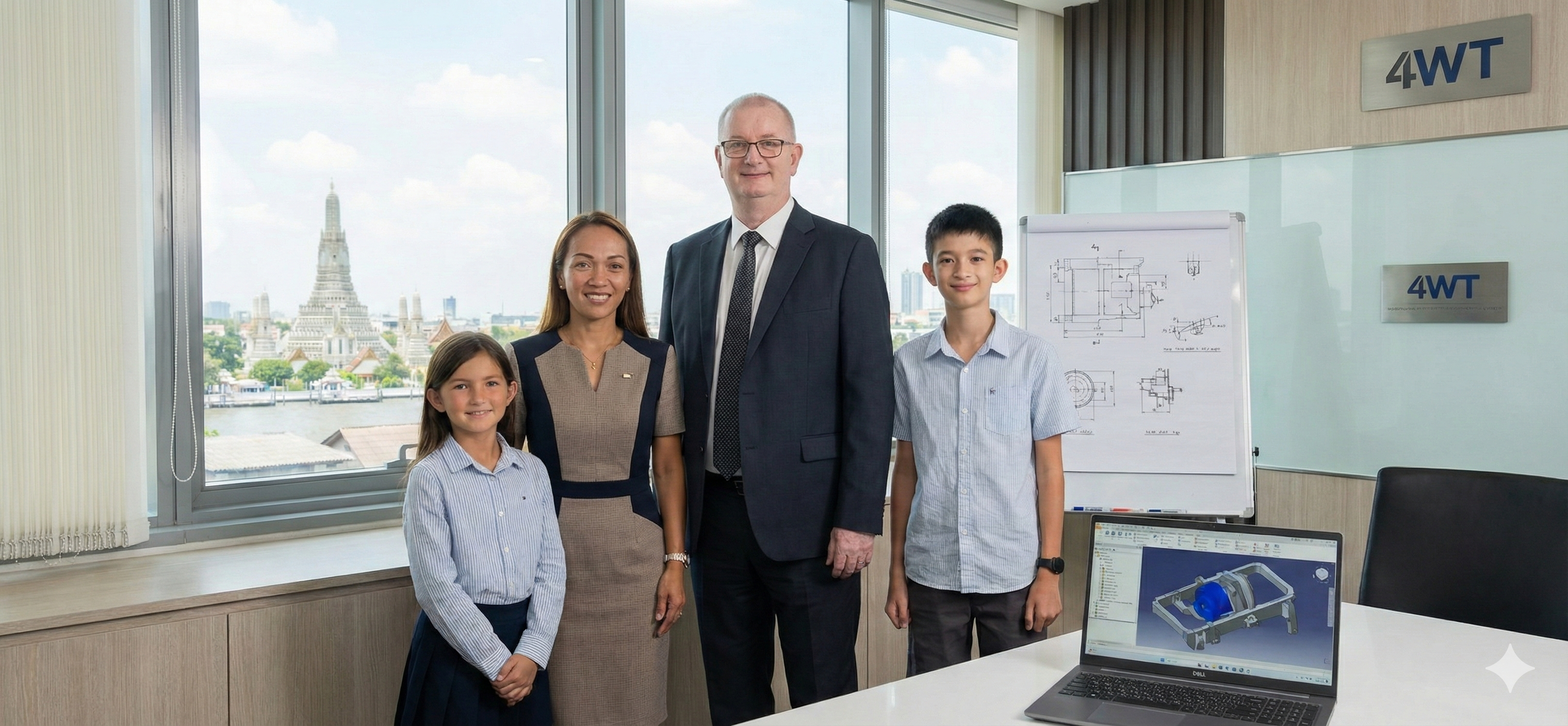 Familie Richter im 4WT-Büro in Bangkok